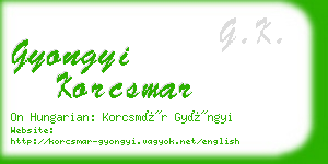 gyongyi korcsmar business card